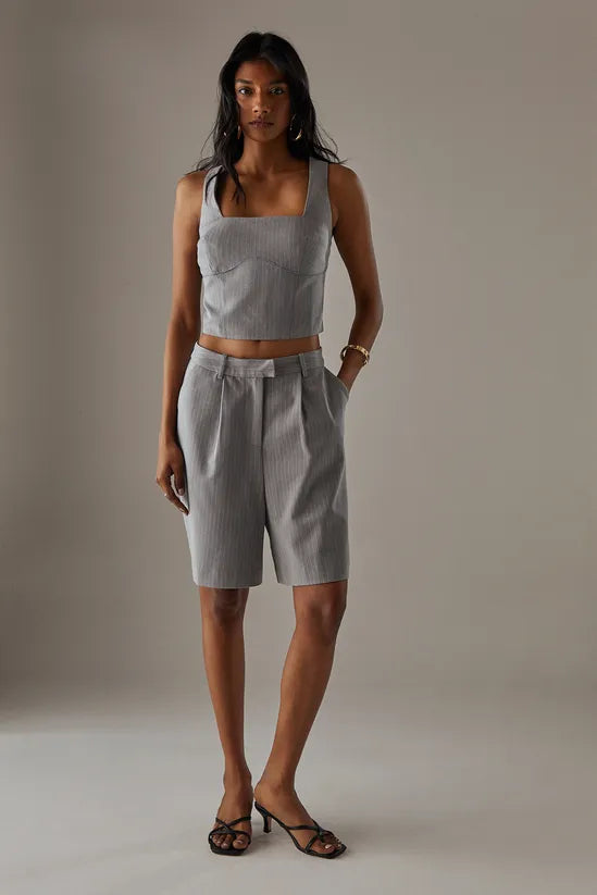 Tailored High Waisted Bermuda Shorts