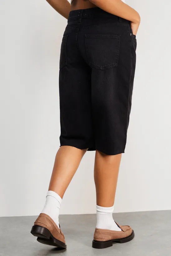 Raw Edge Low Waist Dad Shorts