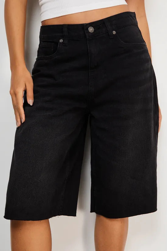 Raw Edge Low Waist Dad Shorts